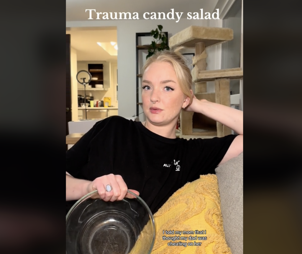 Woman talking in a TikTok video